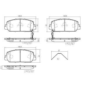 Brembo Brake Pad, Nao, Fmsi Number D1832-8840, Ceramic, Set of 4, With Hardware – P28096N