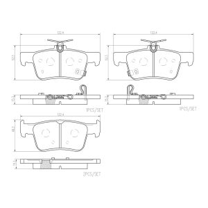 Brembo Brake Pad, Nao, Fmsi Number D2102-9106, Ceramic, Set of 4, With Hardware – P28103N