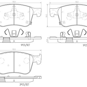 Brembo Brake Pad, Nao, Fmsi Number D2115-9349, Ceramic, Set of 4 – P28104N