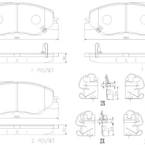 Brembo Brake Pad, Nao, Fmsi Number D2185-9429, Ceramic, Set of 4, With Brake Lubricant/ Pad Wear Sensor/ Mounting Hardware – P28109N