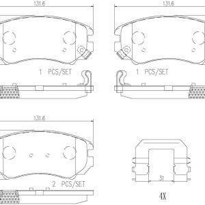 Brembo Brake Pad, Nao, Fmsi Number D924-7825, Ceramic, Set of 4, With Hardware – P30018N