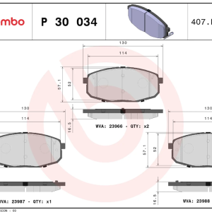 Brembo Brake Pad, Prime Line, Fmsi Number D1397-8505, Low-Metallic, Set of 4 – P30034