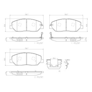 Brembo Brake Pad, Nao, Fmsi Number D1202-8322, Ceramic, Set of 4, With Hardware – P30036N