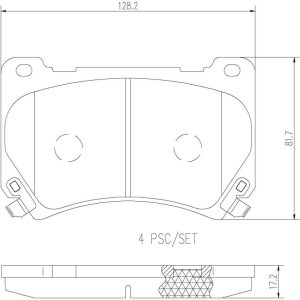 Brembo Brake Pad, Nao, Fmsi Number D1396-8504, Ceramic, Set of 4 – P30052N