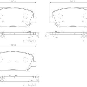 Brembo Brake Pad, Nao, Fmsi Number D1413-8527, Ceramic, Set of 4, With Hardware – P30065N