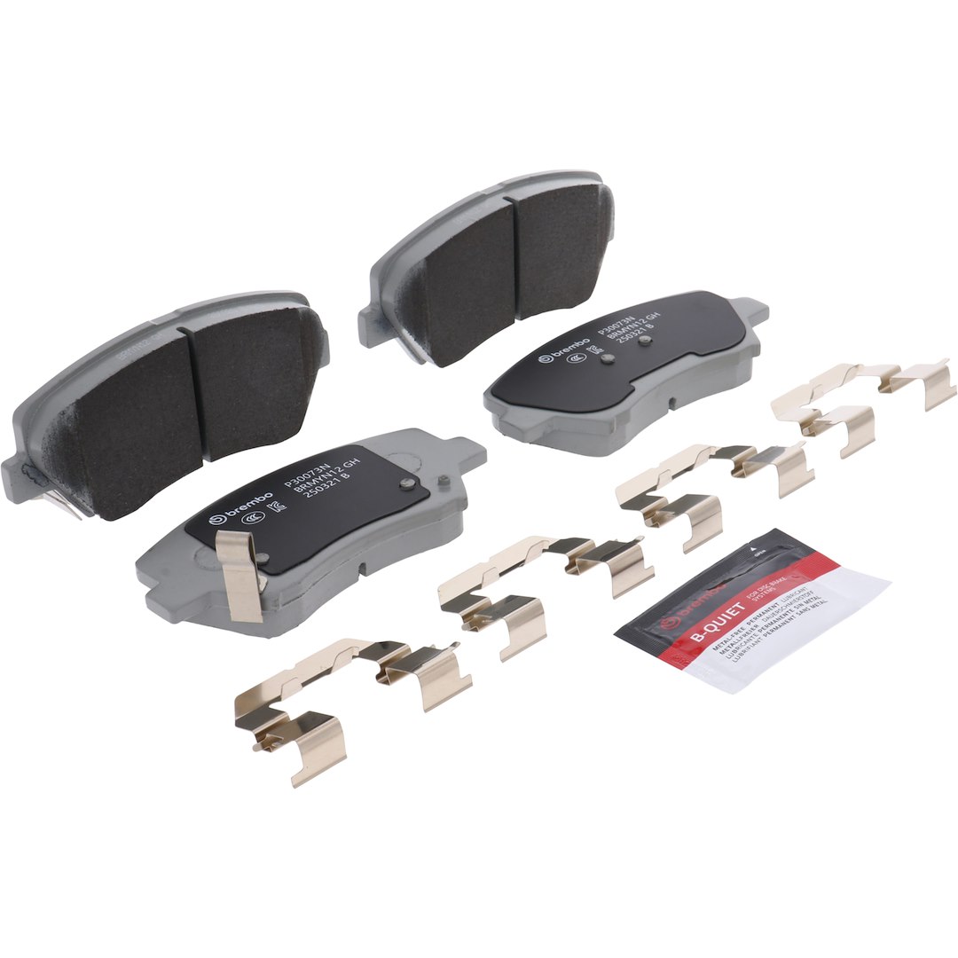 Brembo Brake Pad, Nao, Fmsi Number D1543-8751, Ceramic, Set of 4, With Hardware – P30073N