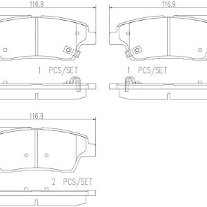 Brembo Brake Pad, Nao, Fmsi Number D1551-8761, Ceramic, Set of 4, With Hardware – P30079N