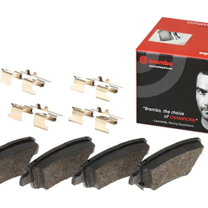 Brembo Brake Pad, Prime Line, Fmsi Number D1812-8428, Low-Metallic, Set of 4, With Mounting Hardware and Pad Wear Sensor – P30101