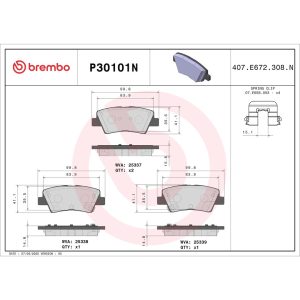 Brembo Brake Pad, Nao, Fmsi Number D1812-8428, Ceramic, Set of 4 – P30101N