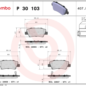 Brembo Brake Pad, Prime Line, Fmsi Number D1445-8428/ D1812-8428/ D1848-8428, Low-Metallic, Set of 4 – P30103