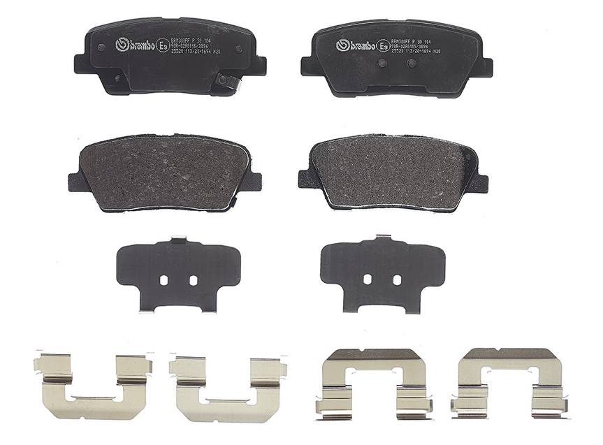 Brembo Brake Pad, Fmsi Number D1816-8524, Low-Metallic, Set of 4, With Hardware – P30104