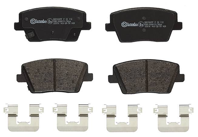 Brembo Brake Pad, Fmsi Number D2212-9452, Low-Metallic, Set of 4, With Hardware – P30112