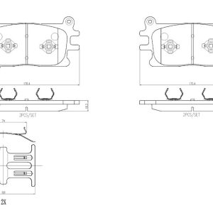Brembo Brake Pad, Nao, Fmsi Number D2376-9604, Ceramic, Set of 4, With Brake Lubricant/ Pad Wear Sensor/ Mounting Hardware – P30143N
