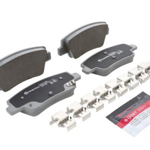 Brembo Brake Pad, Nao, Ceramic, Set of 4, With Brake Lubricant/ Pad Wear Sensor/ Mounting Hardware – P30152N