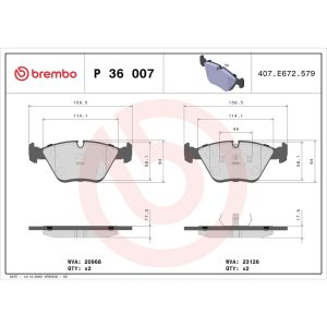 Brembo Brake Pad, Fmsi Number D394-7395, Low-Metallic, Set of 4 – P36007