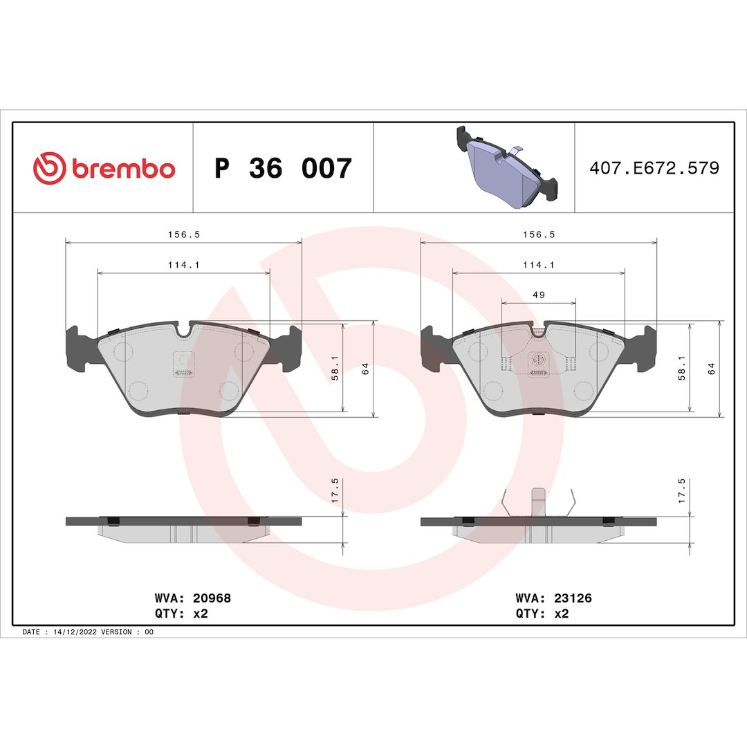 Brembo Brake Pad, Fmsi Number D394-7395, Low-Metallic, Set of 4 – P36007