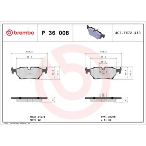 Brembo Brake Pad, Fmsi Number D517-7396, Low-Metallic, Set of 4 – P36008