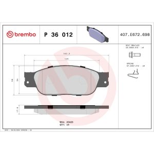 Brembo Brake Pad, Fmsi Number D805-7676, Low-Metallic, Set of 4, With Hardware – P36012