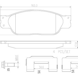 Brembo Brake Pad, Nao, Fmsi Number D849-7676, Ceramic, Set of 4, With Hardware – P36012N