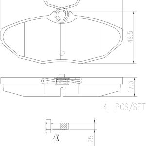 Brembo Brake Pad, Nao, Fmsi Number D806-7679, Ceramic, Set of 4, With Hardware – P36013N