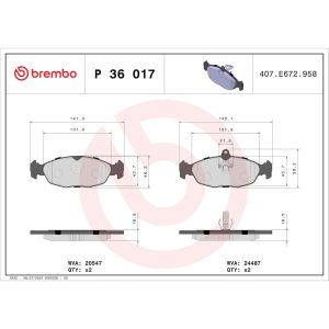 Brembo Brake Pad, Fmsi Number D688-7563, Low-Metallic, Set of 4 – P36017