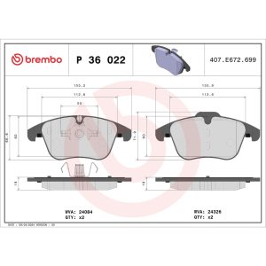 Brembo Brake Pad, Fmsi Number D1241-8358, Low-Metallic, Set of 4 – P36022