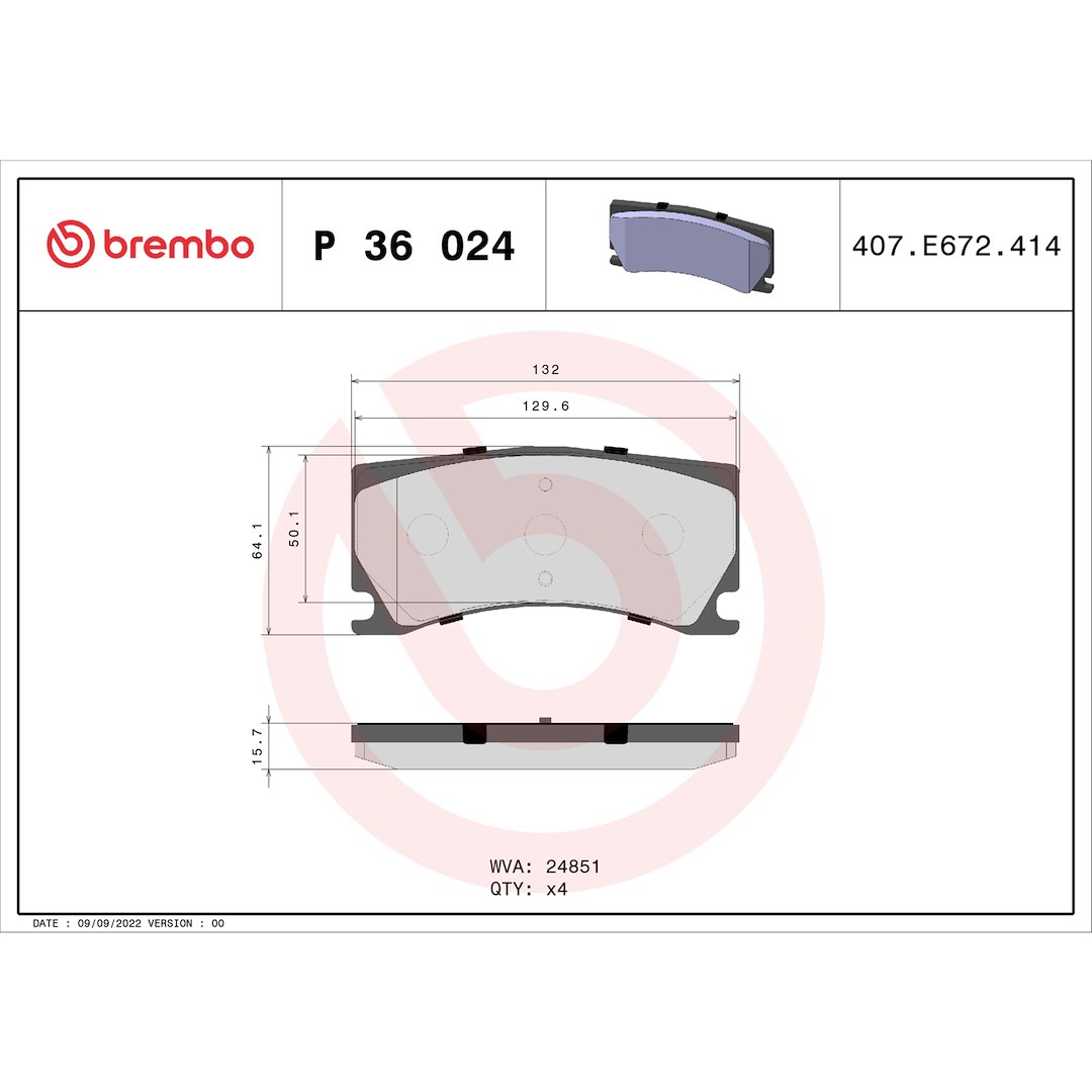 Brembo Brake Pad, Fmsi Number D1356-8465, Low-Metallic, Set of 4 – P36024