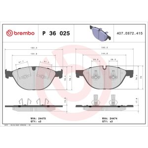 Brembo Brake Pad, Fmsi Number D1448-8616, Low-Metallic, Set of 4 – P36025