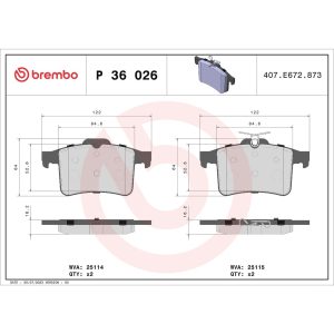 Brembo Brake Pad, Fmsi Number D1449-8617, Low-Metallic, Set of 4 – P36026