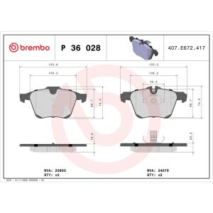 Brembo Brake Pad, Fmsi Number D1472-8858, Low-Metallic, Set of 4 – P36028