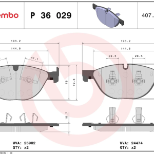 Brembo Brake Pad, Prime Line, Fmsi Number D1750-8616, Low-Metallic, Set of 4 – P36029