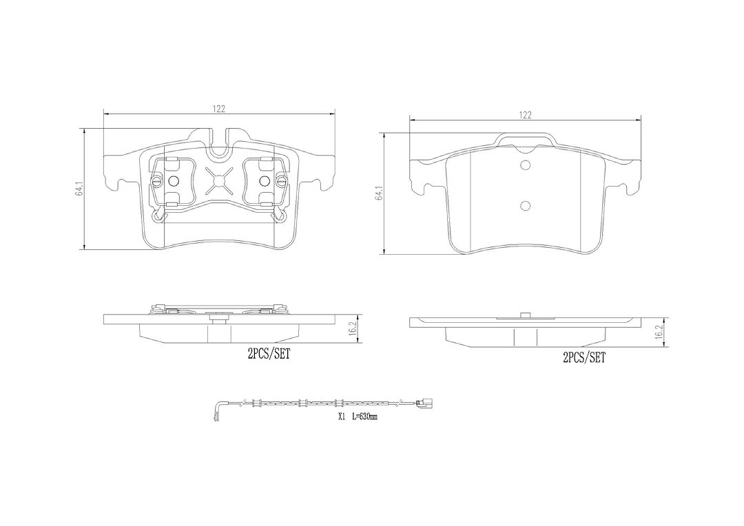 Brembo Brake Pad, Nao, Fmsi Number D1747-8975, Ceramic, Set of 4 – P36034N