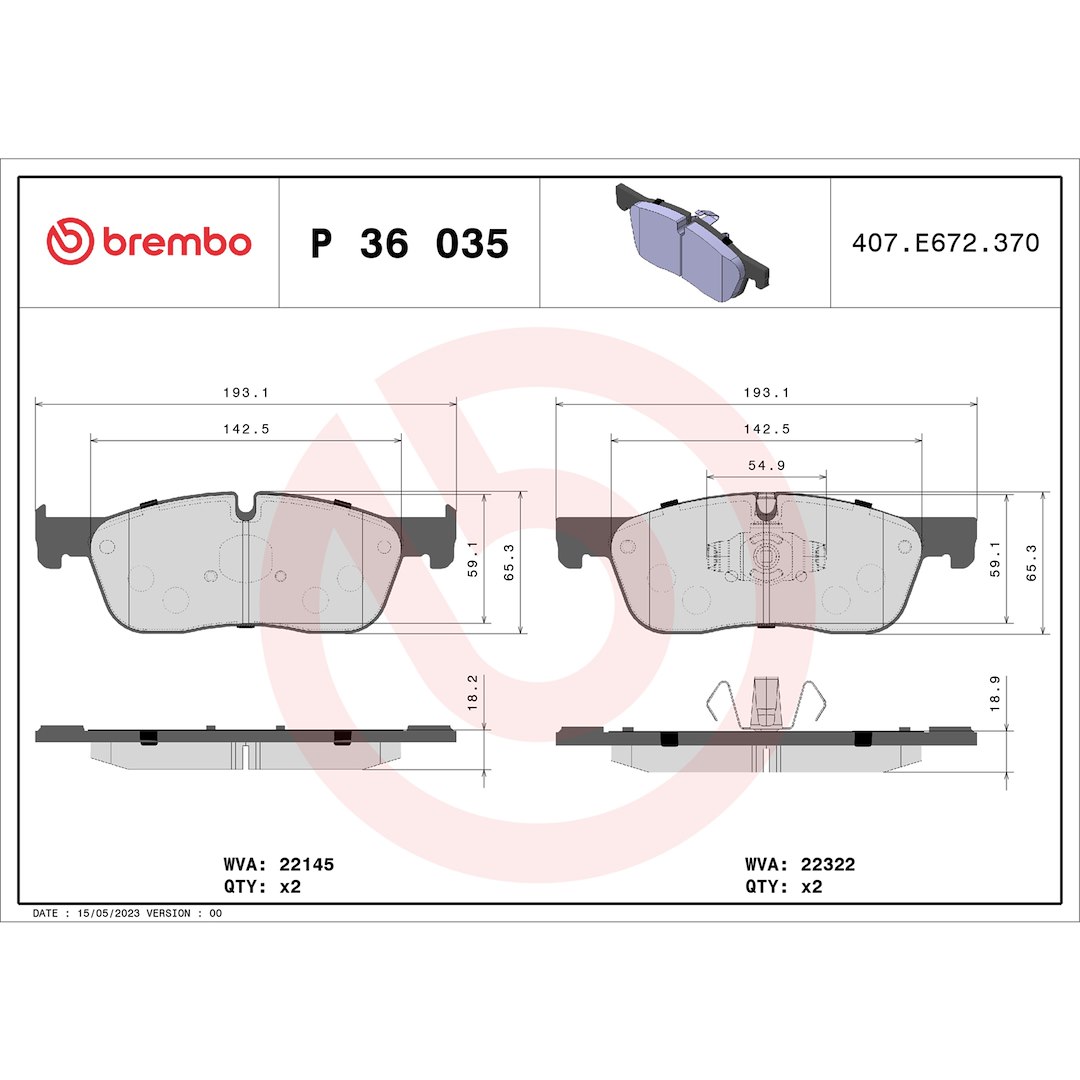 Brembo Brake Pad, Fmsi Number D1838-9089, Low-Metallic, Set of 4 – P36035