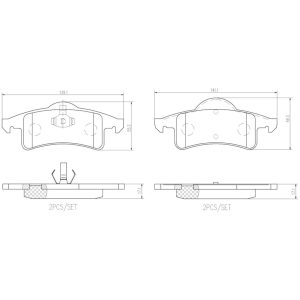 Brembo Brake Pad, Nao, Fmsi Number D791-7661, Ceramic, Set of 4 – P37006N