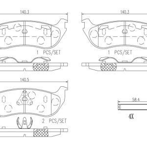 Brembo Brake Pad, Nao, Fmsi Number D964-7863, Ceramic, Set of 4, With Hardware – P37013N