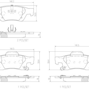 Brembo Brake Pad, Nao, Fmsi Number D1498-8698, Ceramic, Set of 4 – P37016N