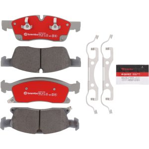 Brembo Brake Pad, Xtra Severe Duty, Fmsi Number D1455-8655, Ceramic, Set of 4, With Pad Wear Sensor/ Pad Shims/ Brake Lubricant – P37017SD