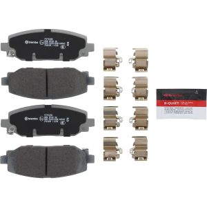 Brembo Brake Pad, Nao, Fmsi Number D2186-9430, Ceramic, Set of 4, With Brake Lubricant/ Pad Wear Sensor/ Mounting Hardware – P37025N