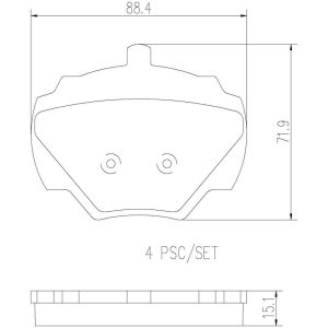 Brembo Brake Pad, Nao, Fmsi Number D518-7398, Ceramic, Set of 4 – P44001N