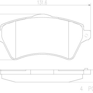 Brembo Brake Pad, Nao, Fmsi Number D926-7827, Ceramic, Set of 4, With Hardware – P44011N