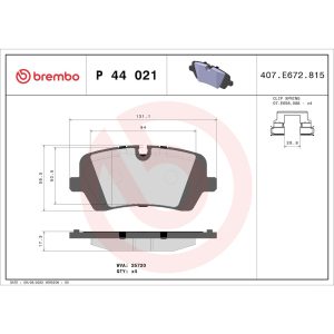 Brembo Brake Pad, Fmsi Number D1692-8919, Low-Metallic, Set of 4 – P44021