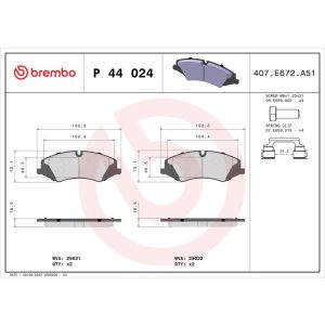 Brembo Brake Pad, Fmsi Number D1425-8542, Low-Metallic, Set of 4 – P44024