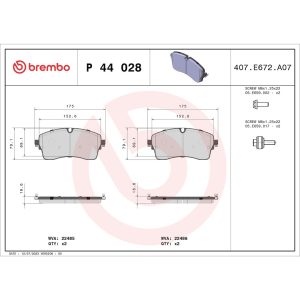 Brembo Brake Pad, Fmsi Number D2133-9370, Low-Metallic, Set of 4 – P44028