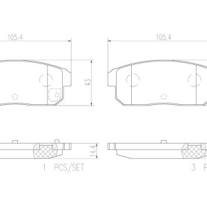 Brembo Brake Pad, Nao, Fmsi Number D1008-8313, Ceramic, Set of 4, With Hardware – P49035N