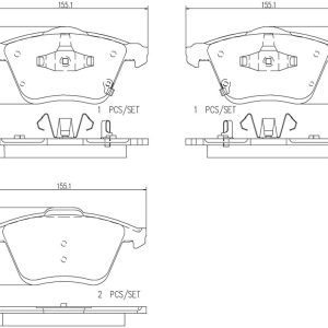 Brembo Brake Pad, Nao, Fmsi Number D1186-8304, Ceramic, Set of 4 – P49038N