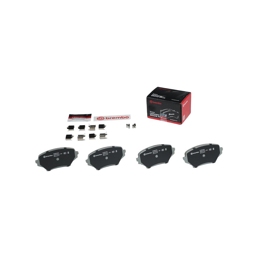 Brembo Brake Pad, Nao, Fmsi Number D1179-8295, Ceramic, Set of 4, With Hardware – P49043N