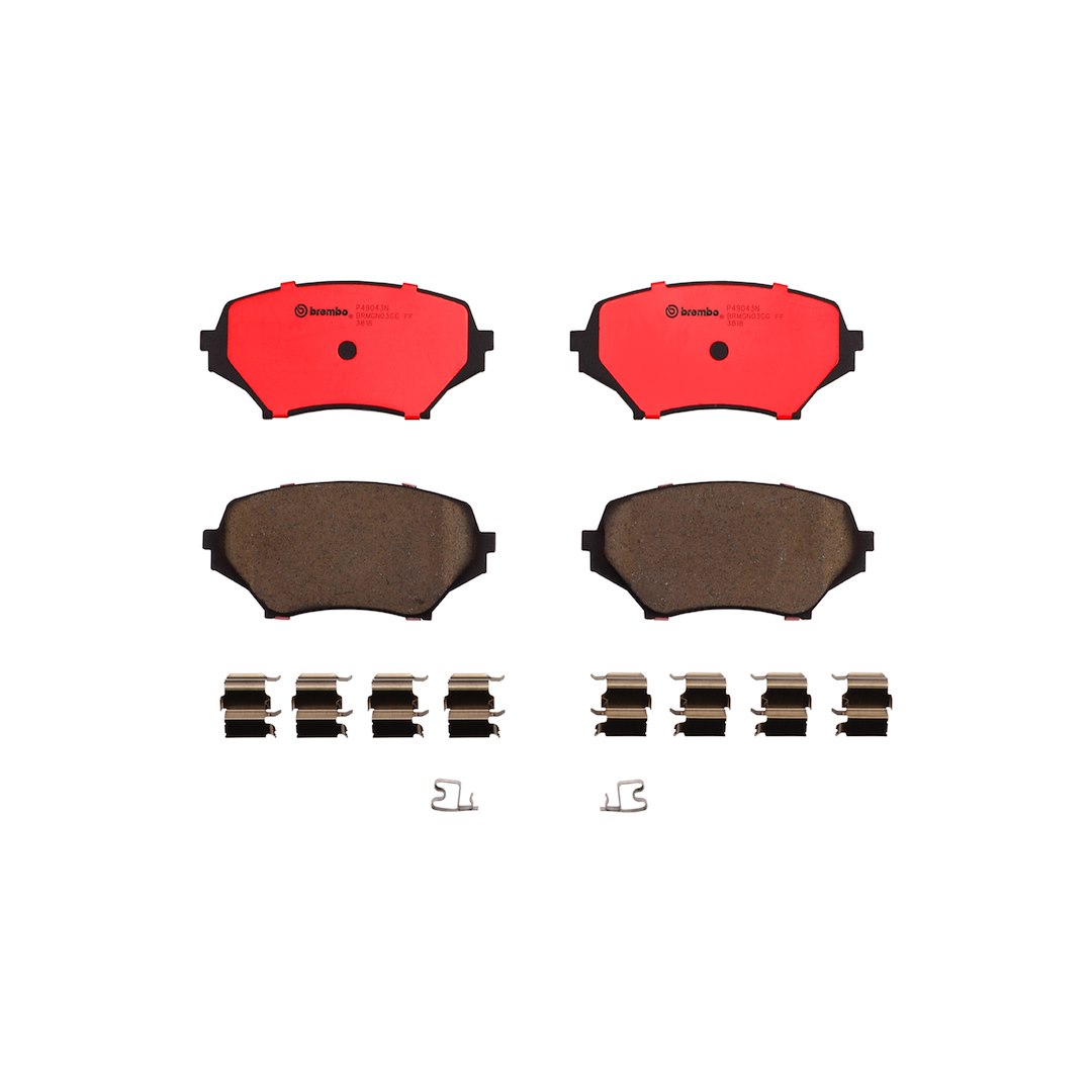 Brembo Brake Pad, Nao, Fmsi Number D1179-8295, Ceramic, Set of 4, With Hardware – P49043N