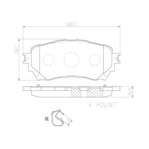 Brembo Brake Pad, Nao, Fmsi Number D1711-8936, Ceramic, Set of 4 – P49048N