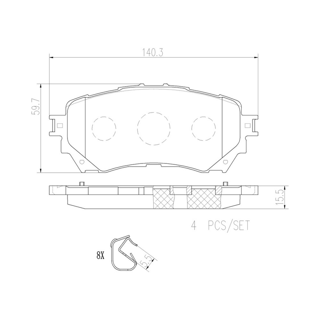 Brembo Brake Pad, Nao, Fmsi Number D1711-8936, Ceramic, Set of 4 – P49048N