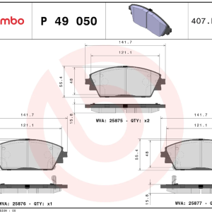 Brembo Brake Pad, Prime Line, Fmsi Number D1728-8952, Low-Metallic, Set of 4 – P49050